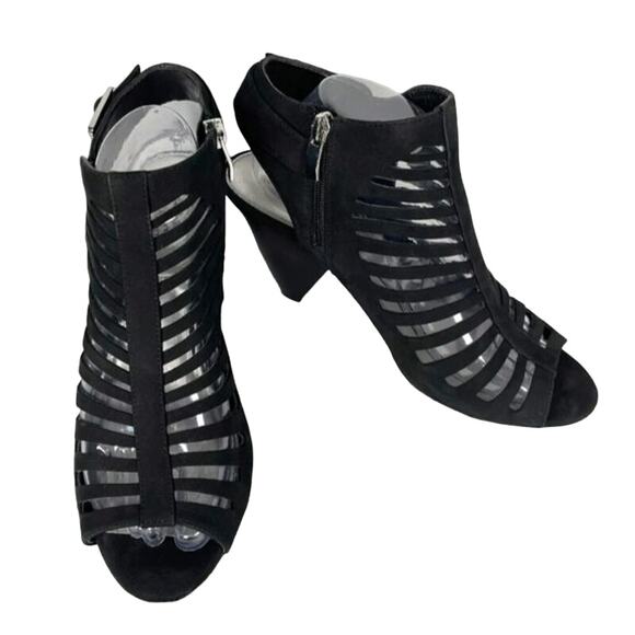 Coach and Four Black Kellisa Strappy Suede Sandal Heels - Picture 2 of 8